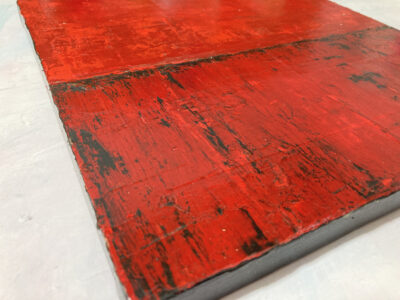 Red acrylic abstract painting by Katie Jeanne Wood