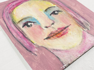 Oil pastel portrait painting of a woman by Katie Jeanne Wood