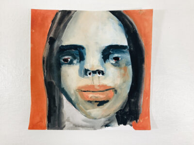 Watercolor & gouache portrait painting of a girl by Katie Jeanne Wood