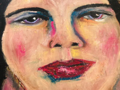 Oil & oil pastel portrait painting of a woman by Katie Jeanne Wood