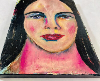 Oil & oil pastel portrait painting of a woman by Katie Jeanne Wood