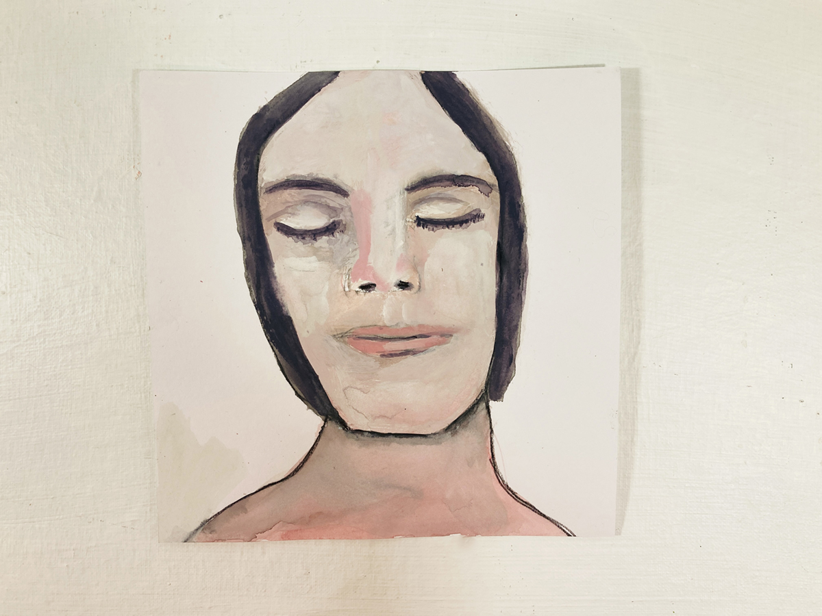 Gouache and watercolor portrait painting by Katie Jeanne Wood