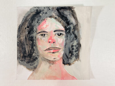 Mixed media woman portrait painting by Katie Jeanne Wood