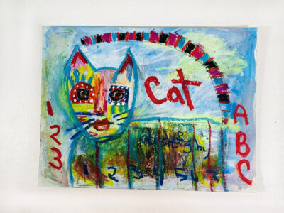 Oil pastel painting of a cat by Katie Jeanne Wood