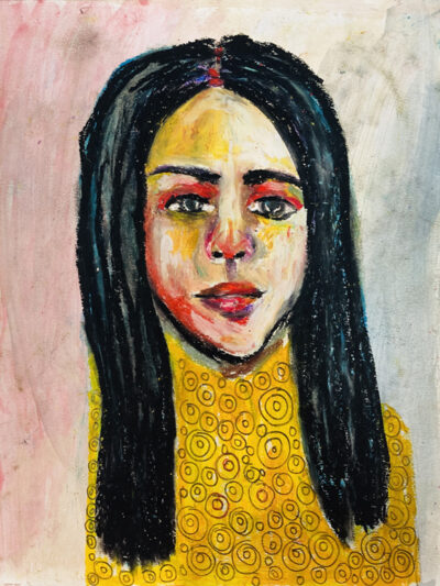 Oil pastel painting of a woman who felt erased by Katie Jeanne Wood