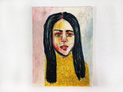 Oil pastel painting of a woman who felt erased by Katie Jeanne Wood