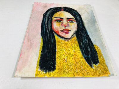 Oil pastel painting of a woman who felt erased by Katie Jeanne Wood