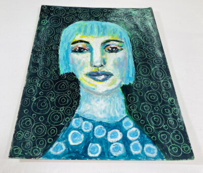 Oil pastel painting of a woman at midnight by Katie Jeanne Wood