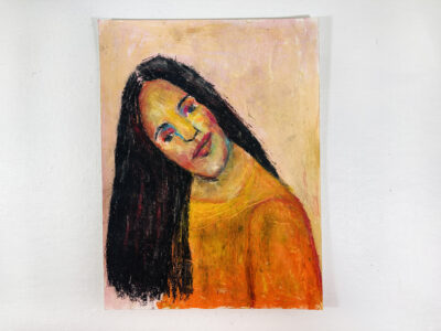 Oil pastel painting of a woman by Katie Jeanne Wood