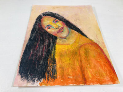 Oil pastel painting of a woman by Katie Jeanne Wood