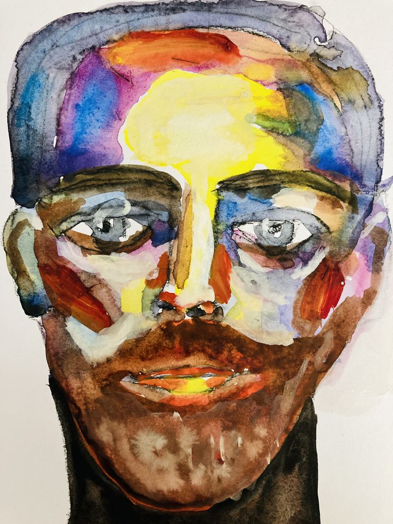 Painting a man with gouache - Katie Jeanne Wood