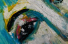 Sneak peek - oil pastel portrait painting of a blue lady
