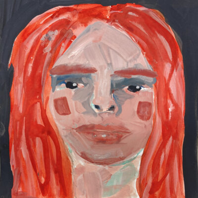 Gouache portrait painting of a woman by Katie Jeanne Wood