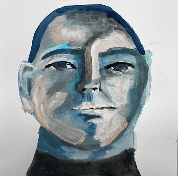 Gouache portrait painting of a man by Katie Jeanne Wood