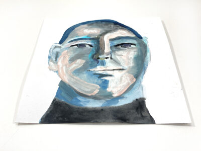 Gouache portrait painting of a man by Katie Jeanne Wood