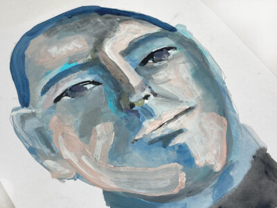 Gouache portrait painting of a man by Katie Jeanne Wood