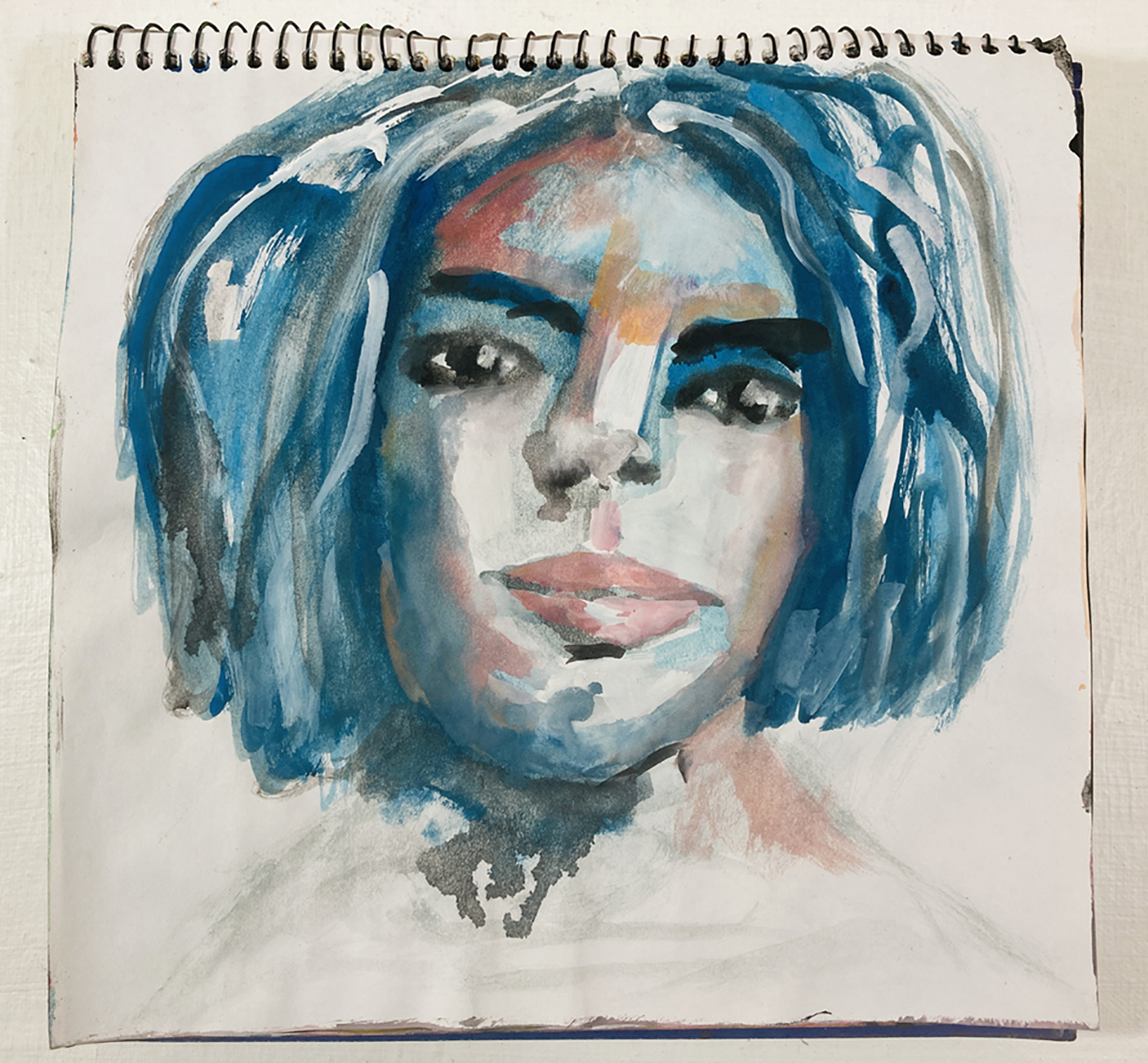 Katie Jeanne Wood - art journal portrait painting Dec 2023
