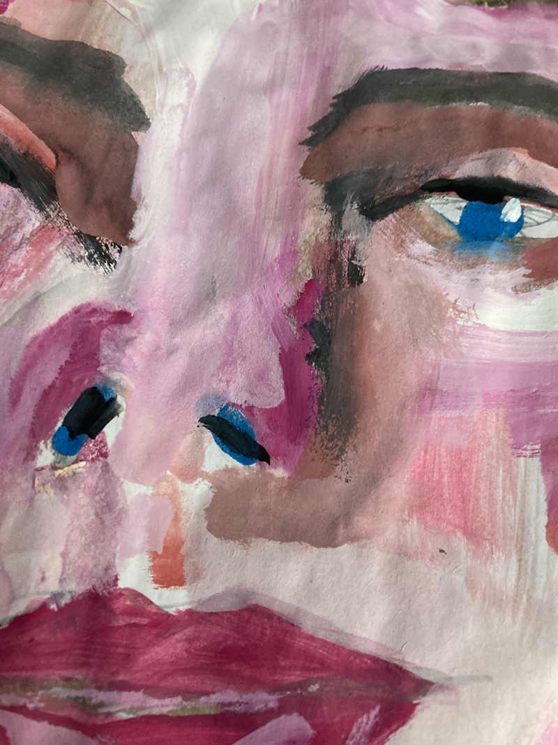 Gouache portrait painting in my art journal 