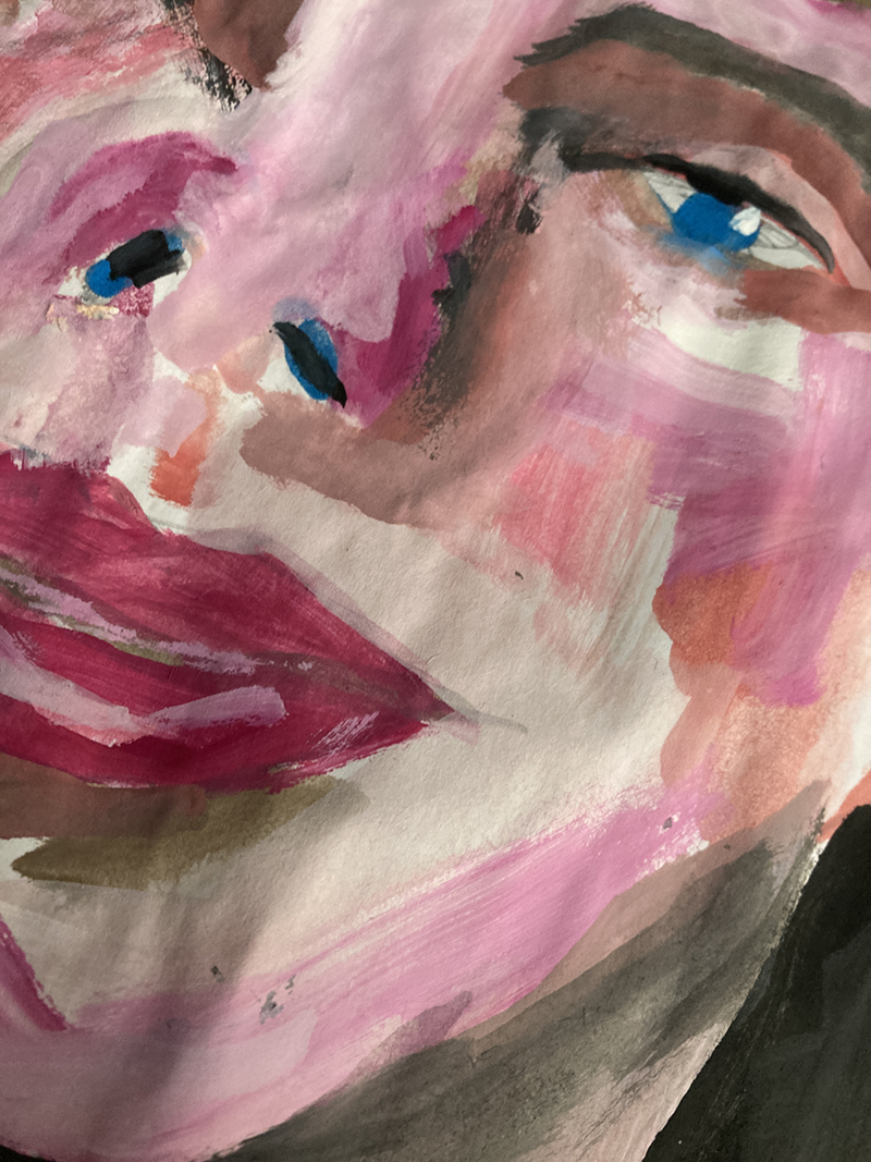 Gouache portrait painting in my art journal 