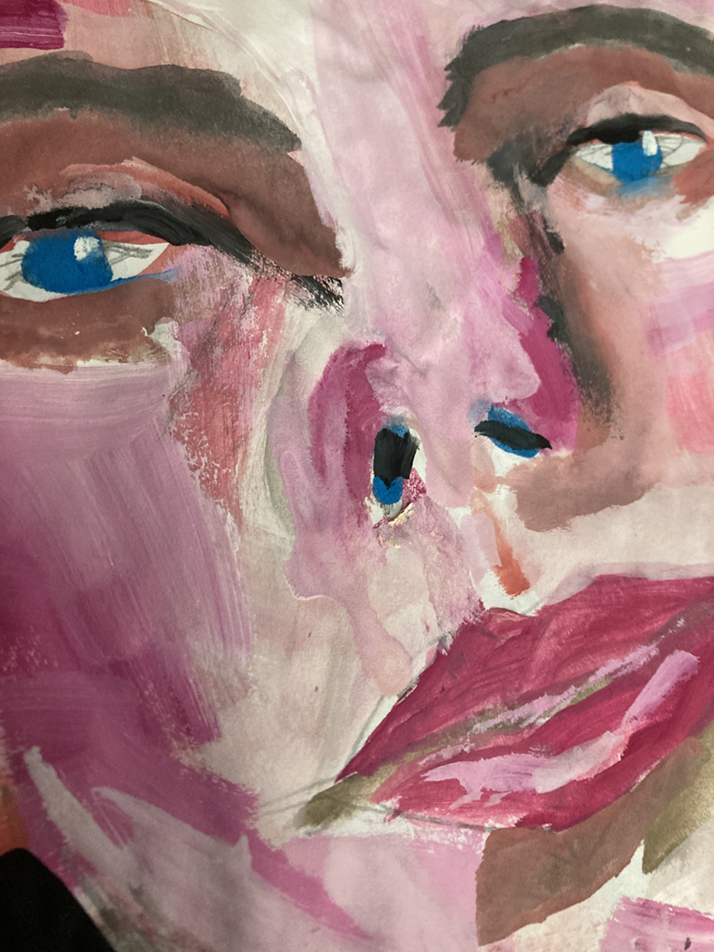 Gouache portrait painting in my art journal 