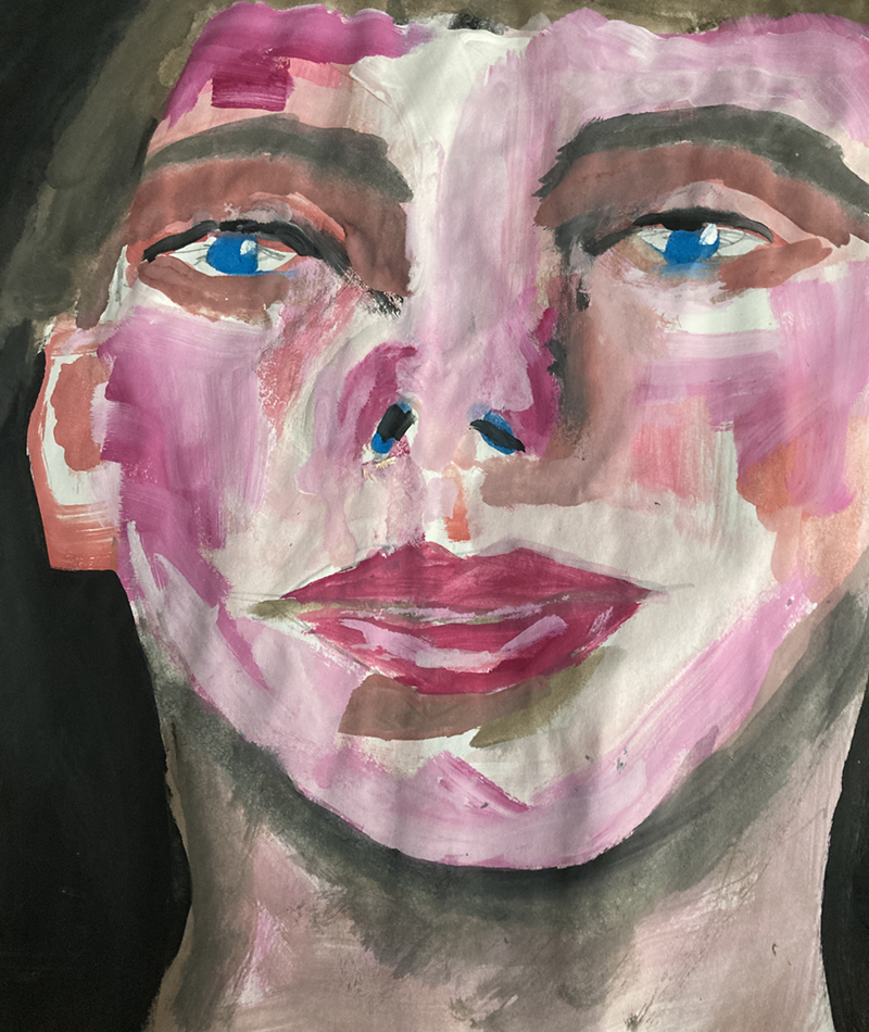 Gouache portrait painting in my art journal 