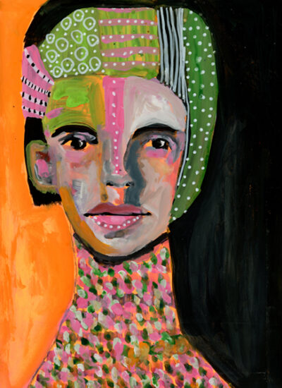 Gouache portrait painting by Katie Jeanne Wood