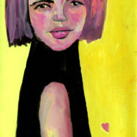 Gouache portrait painting of a woman who found love by Katie Jeanne Wood