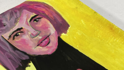 Gouache portrait painting of a woman who found love by Katie Jeanne Wood