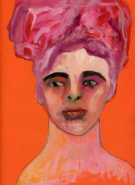 Gouache portrait painting titled Labyrinth of Dreams  by Katie Jeanne Wood