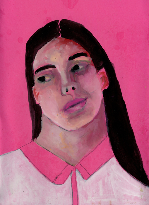 Gouache portrait of a woman who's Mentally Segregated from others by Katie Jeanne Wood