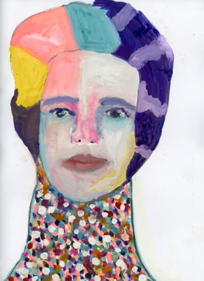 Gouache portrait painting by Katie Jeanne Wood