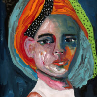 Gouache portrait painting by Katie Jeanne Wood