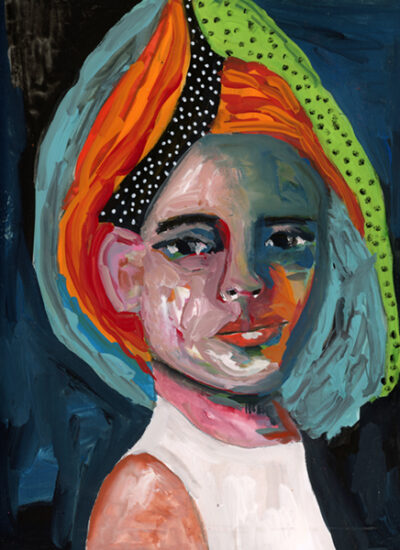 Gouache portrait painting by Katie Jeanne Wood