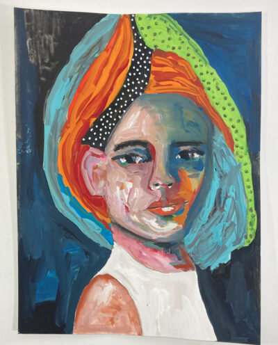 Gouache portrait painting by Katie Jeanne Wood