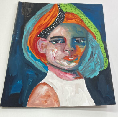 Gouache portrait painting by Katie Jeanne Wood