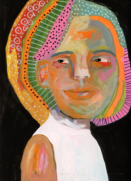 Gouache portrait painting by Katie Jeanne Wood