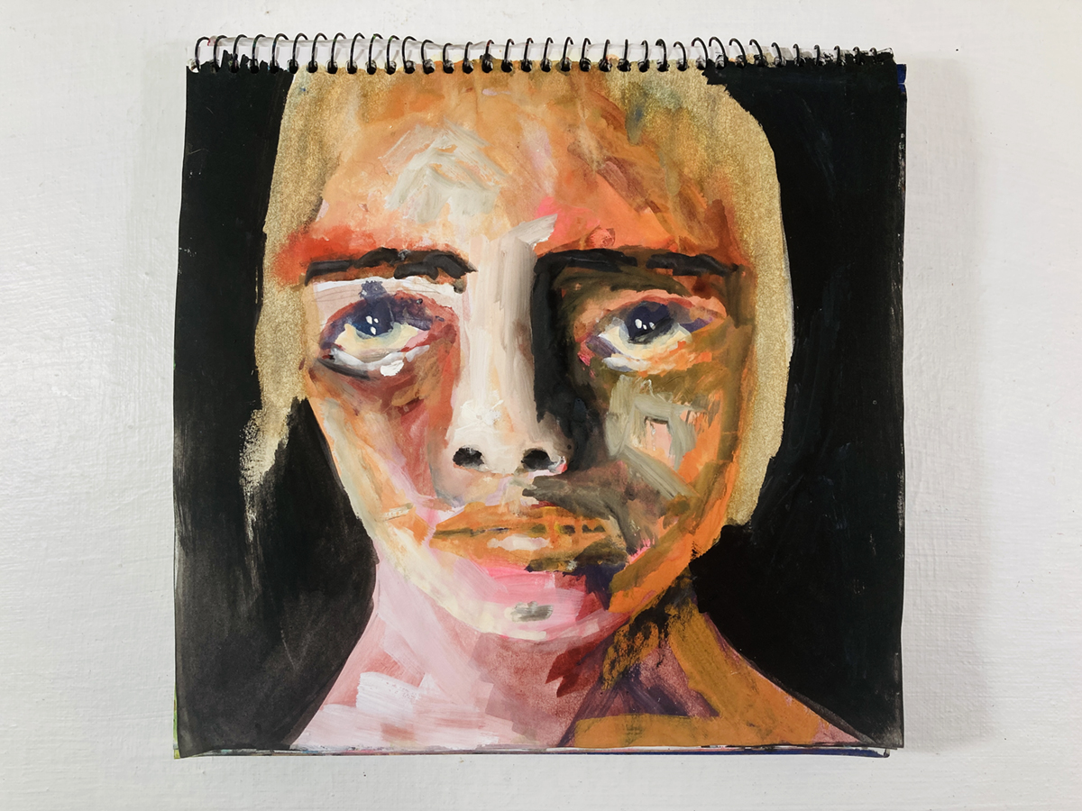 Katie Jeanne Wood - art journal gouache portrait painting