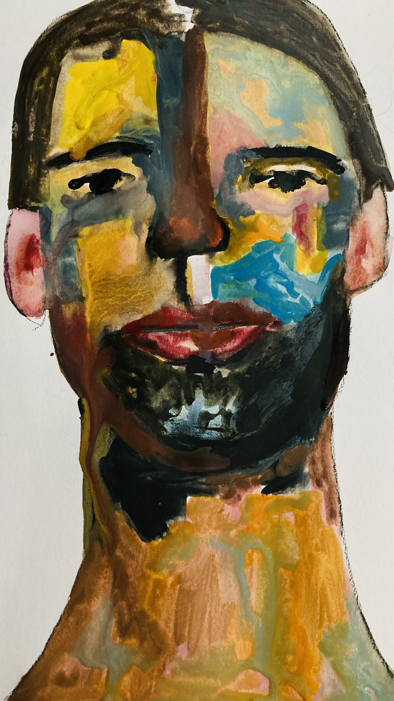 Gouache portrait painting in my art journal 