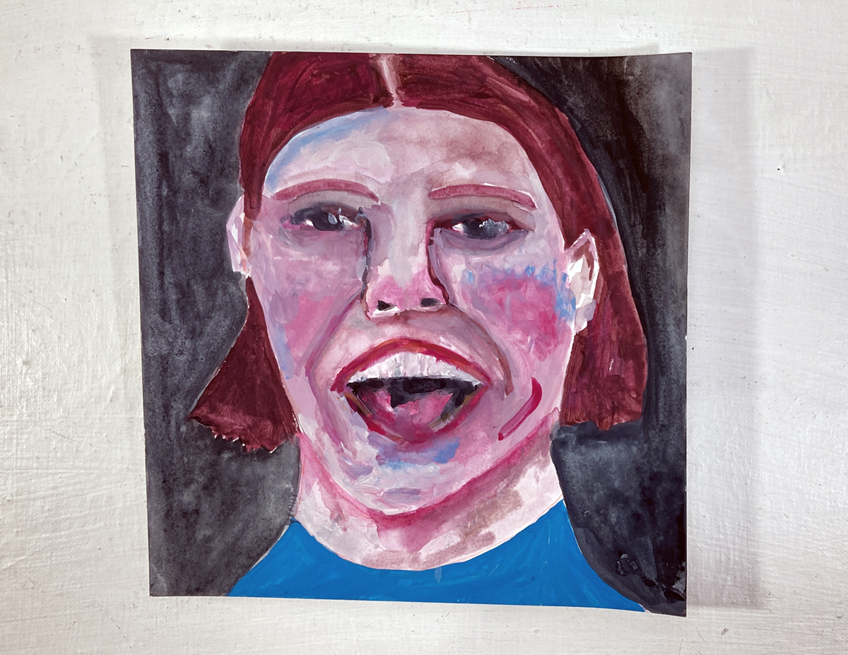 Katie Jeanne Wood - happy face gouache painting