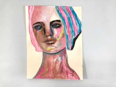 Gouache figure painting of a woman titled Isolated Place by Katie Jeanne Wood