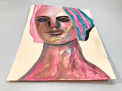 Gouache figure painting of a woman titled Isolated Place by Katie Jeanne Wood