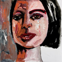 Original expressive gouache portrait painting of an strong woman titled She Carried On by Katie Jeanne Wood