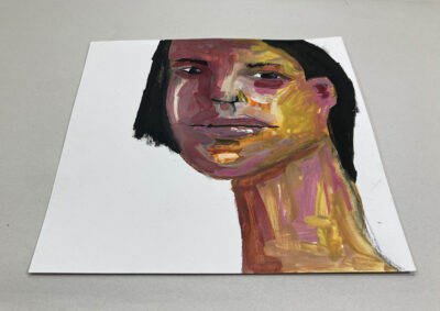 Original expressive gouache portrait painting of a woman titled She Failed by Katie Jeanne Wood