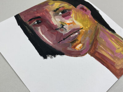 Original expressive gouache portrait painting of a woman titled She Failed by Katie Jeanne Wood