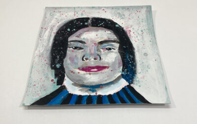 Original expressive gouache portrait painting of a woman titled She Left Him To Be With Herself by Katie Jeanne Wood