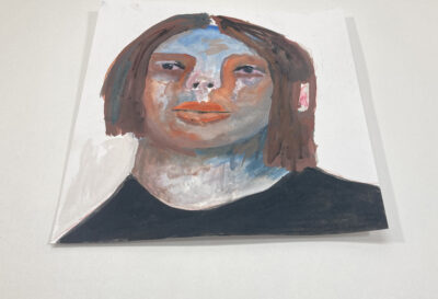 Original expressive gouache portrait painting of a woman titled Trust by Katie Jeanne Wood