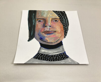 Original expressive gouache portrait painting of a woman titled You Can Choose by Katie Jeanne Wood