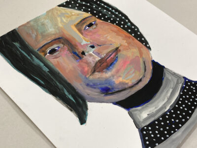 Original expressive gouache portrait painting of a woman titled You Can Choose by Katie Jeanne Wood