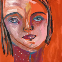 Gouache portrait painting of a girl titled For Good Measure by Katie Jeanne Wood