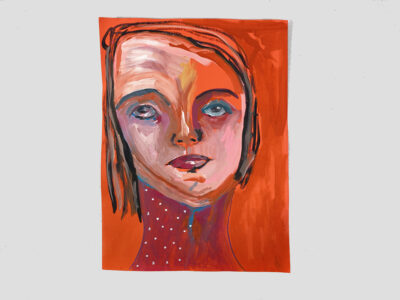 Gouache portrait painting of a girl titled For Good Measure by Katie Jeanne Wood